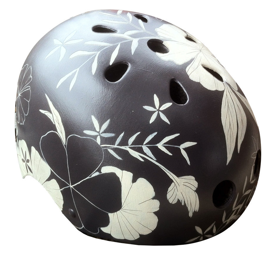 floral half motorcycle helmets Black and Tan Floral Bike Helmet