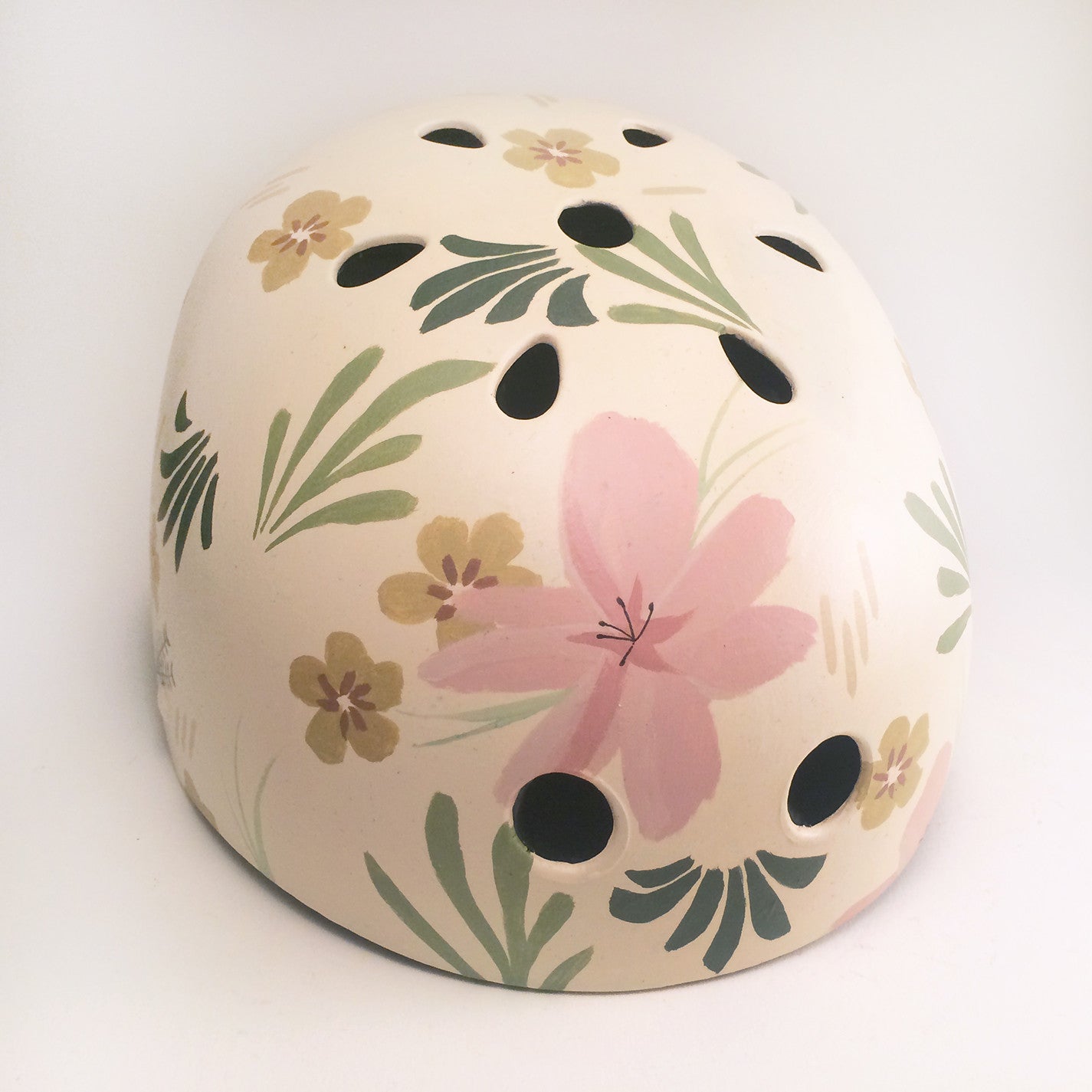 flower motorcycle helmet Cream Floral Bike Helmet