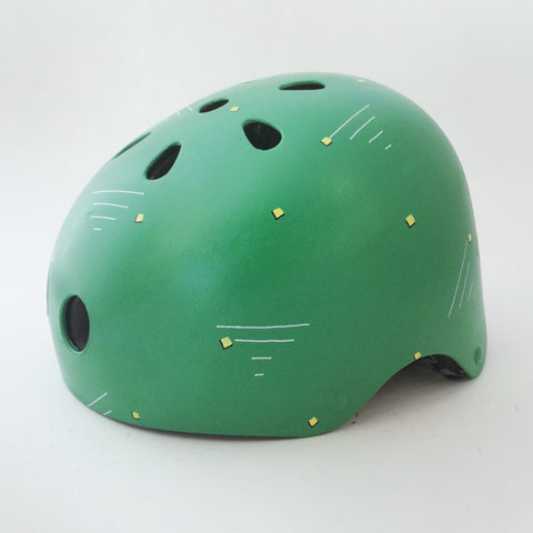 Green Bike Helmet with Squares and Lines