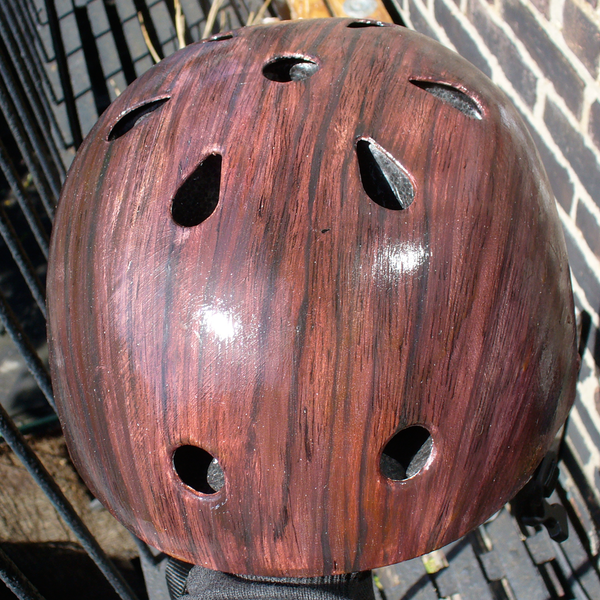 Mahogany Woodgrain Bike Helmet