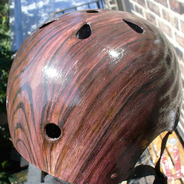 Mahogany Woodgrain Bike Helmet