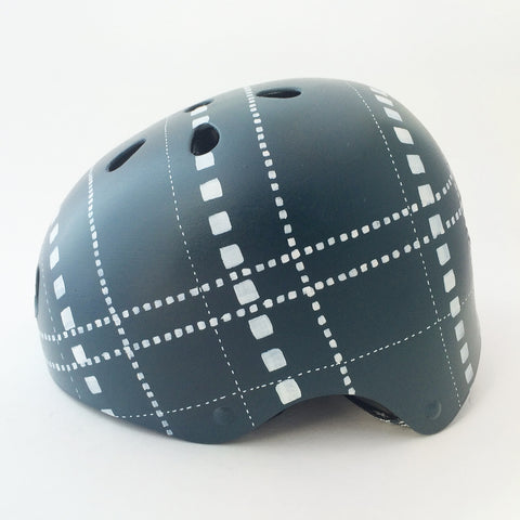 Navy Square Plaid Bike Helmet