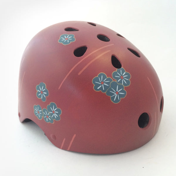 Woodblock Floral Print Bike Helmet