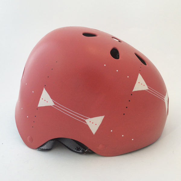 Red Bike Helmet with Triangles and Dots