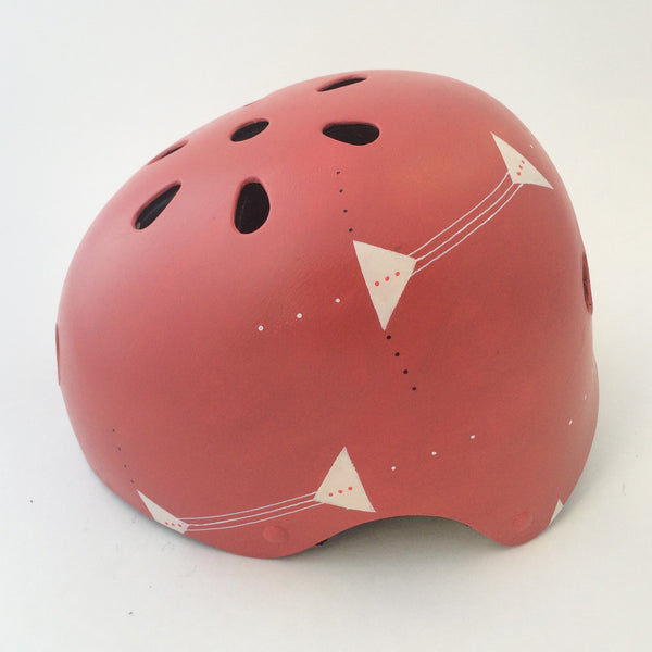 Red Bike Helmet with Triangles and Dots